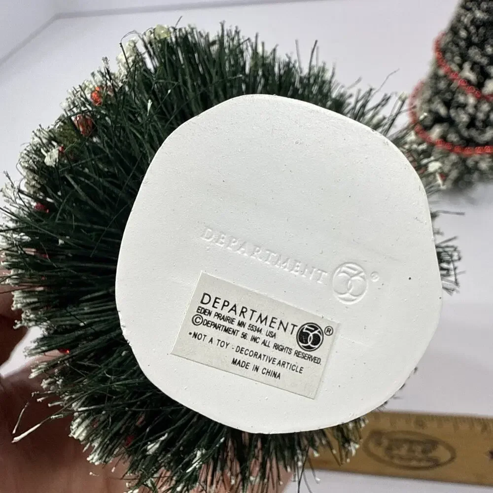 Dept. 56 Bottle Brush Frosted Trees Christmas Village Lot of 3